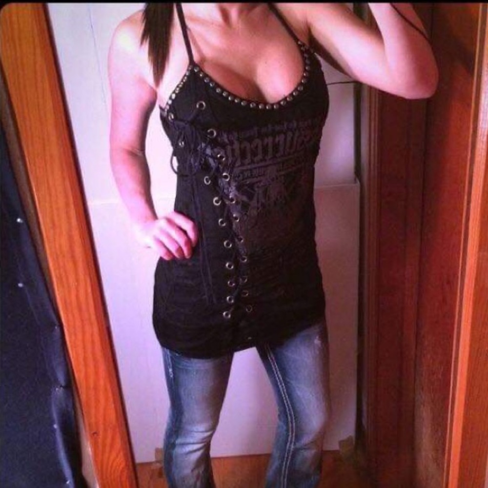 Salvage Edgy Graphic Designs Corset Style Spaghetti Strap Tunic / Dress
